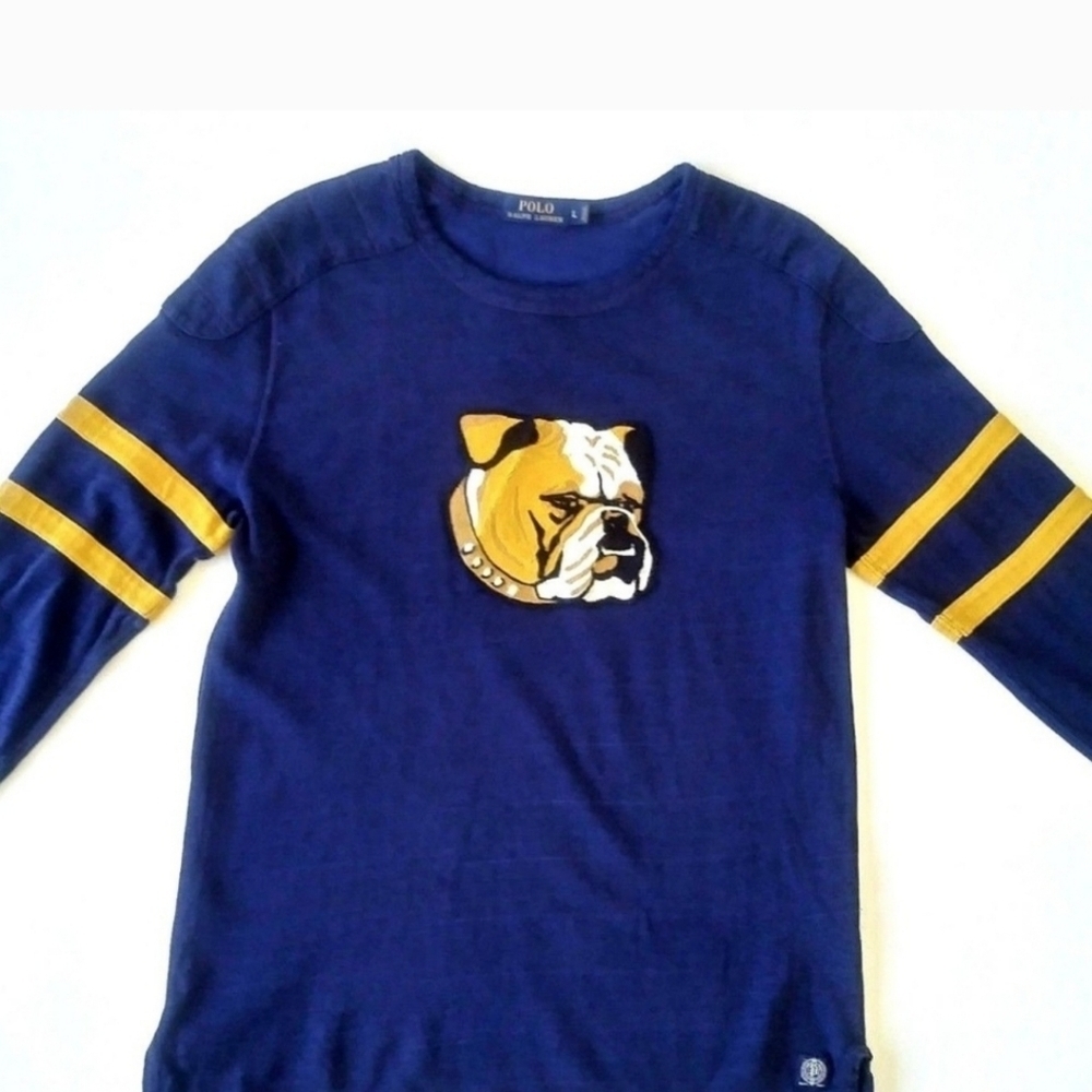 Ralph Lauren Polo 'Bulldog' Crewneck Rugby Varsity Shirt - Picture 3 of 9